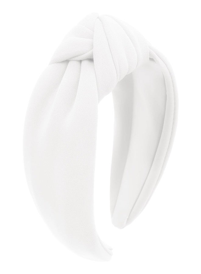 YISSION White Knotted Headband Wide Headbands for Women Non Slip Head Band Fashion Top Knot Hairband Hair Accessories for Women Girls - Image 1